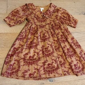 Janie and Jack Tan and Red Floral Dress size 7